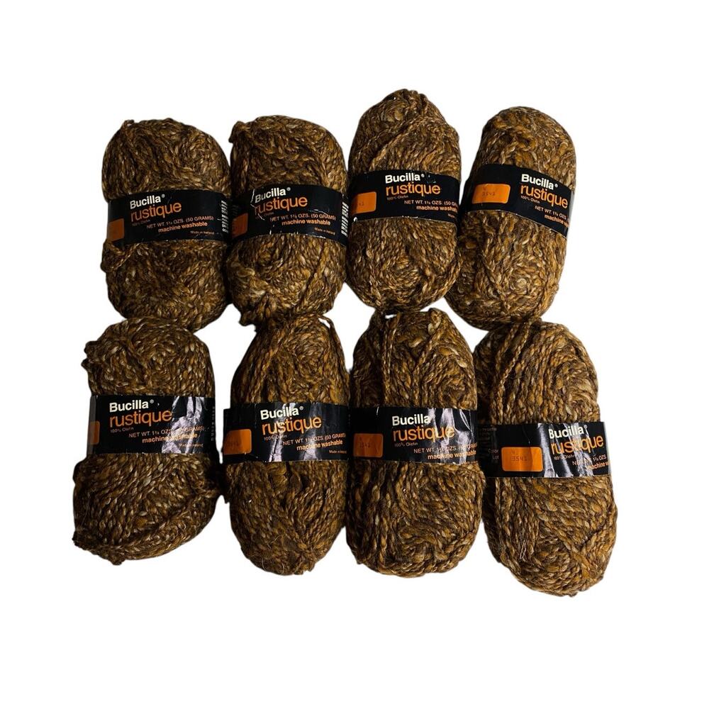 Bucilla Rustique Olefin Yarn Brown Bulky Ireland 1.75oz Each Color 4 Lot of 8